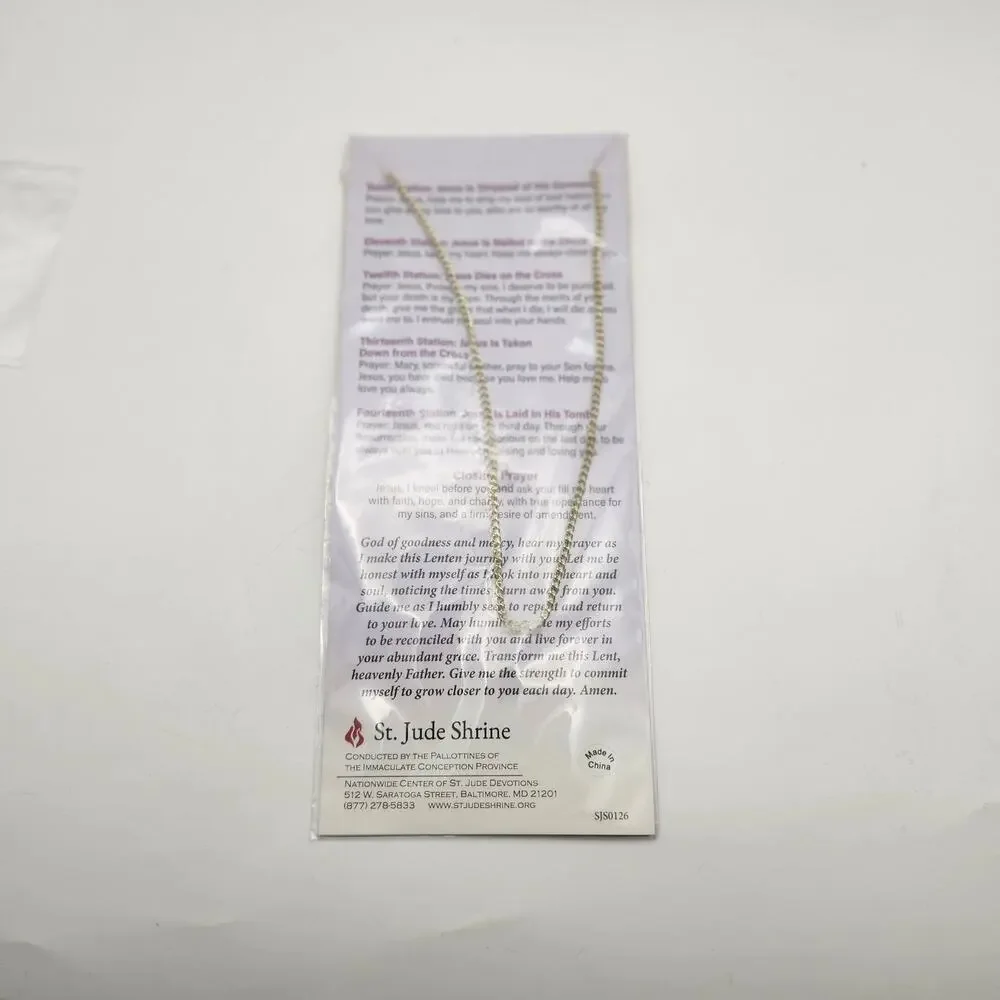 St Jude Shrine Our Lenten Journey Jesus Christ Cross Necklace Prayer Card Sealed